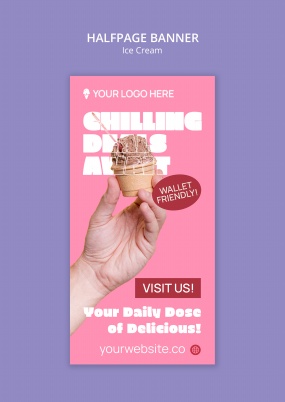 夏日冰激凌竖版banner设计